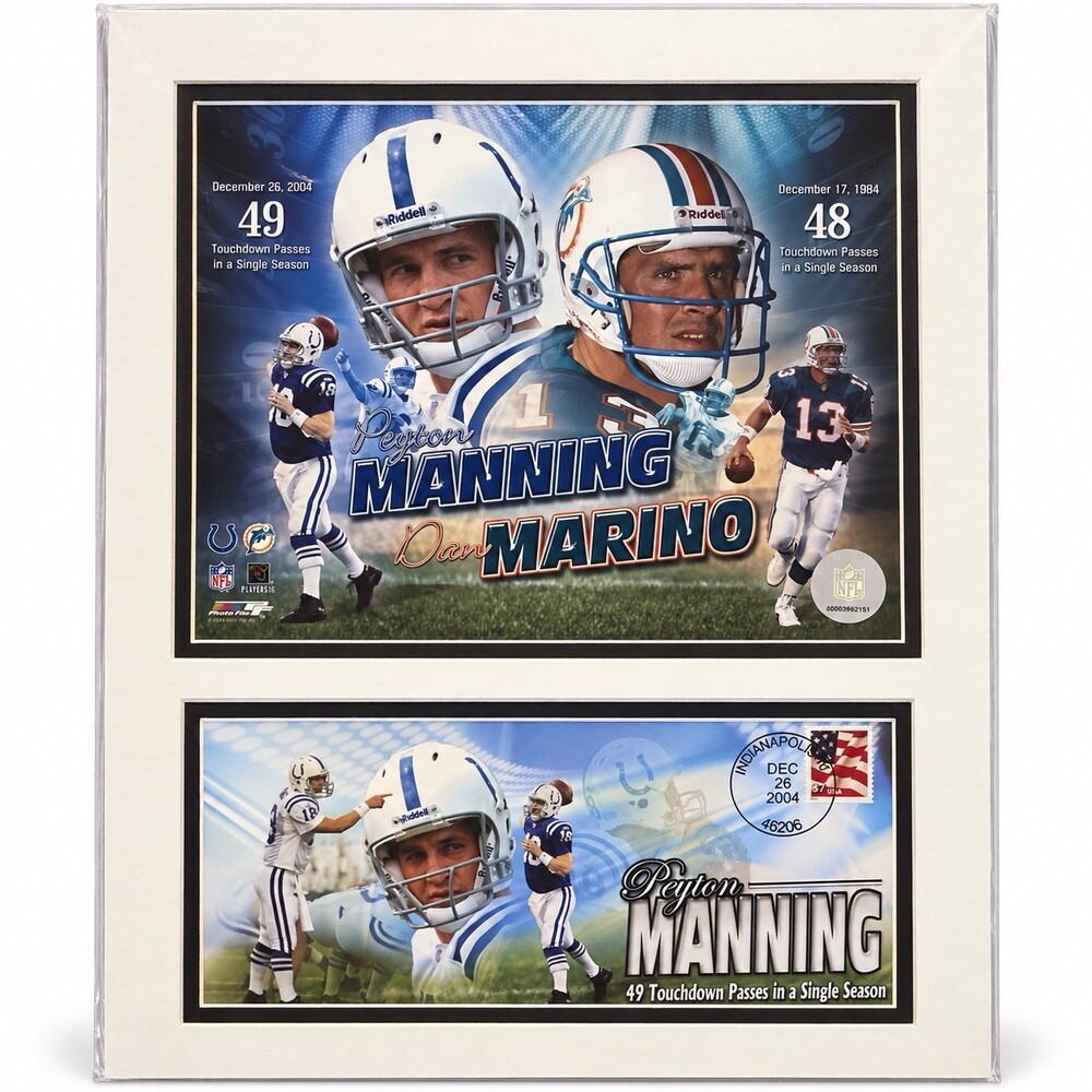 Peyton Manning Dan Marino 2004 TD Record Photo First Day Cover Colts Dolphins